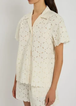 Embroidered cotton-blend shirt