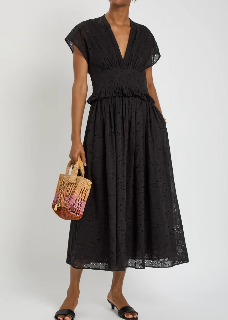 Embroidered cotton midi dress