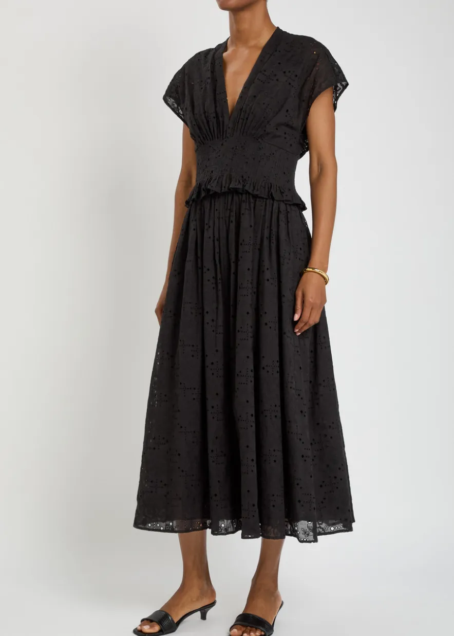 Embroidered cotton midi dress