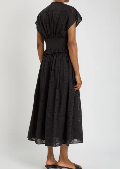 Embroidered cotton midi dress