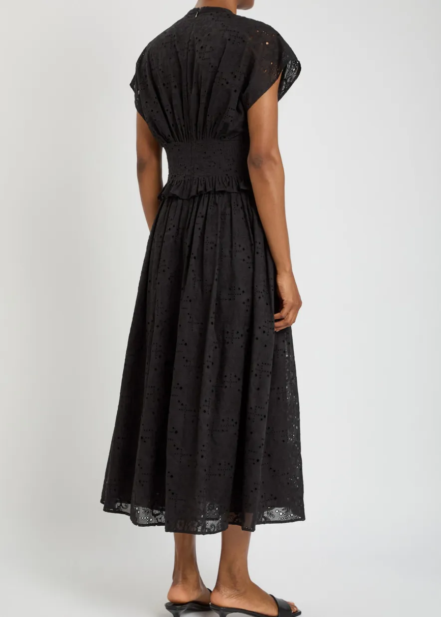 Embroidered cotton midi dress