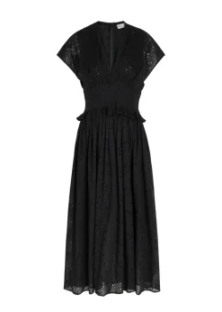 Embroidered cotton midi dress