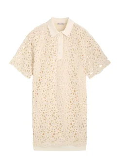 Embroidered cotton mini shirt dress