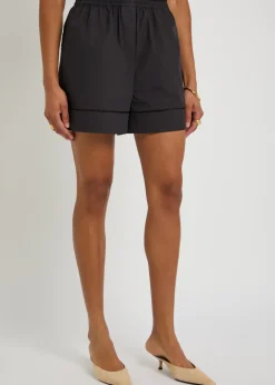 Embroidered cotton-poplin shorts