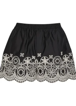 Embroidered cotton-poplin shorts