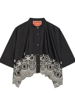 Embroidered cotton-poplin shirt