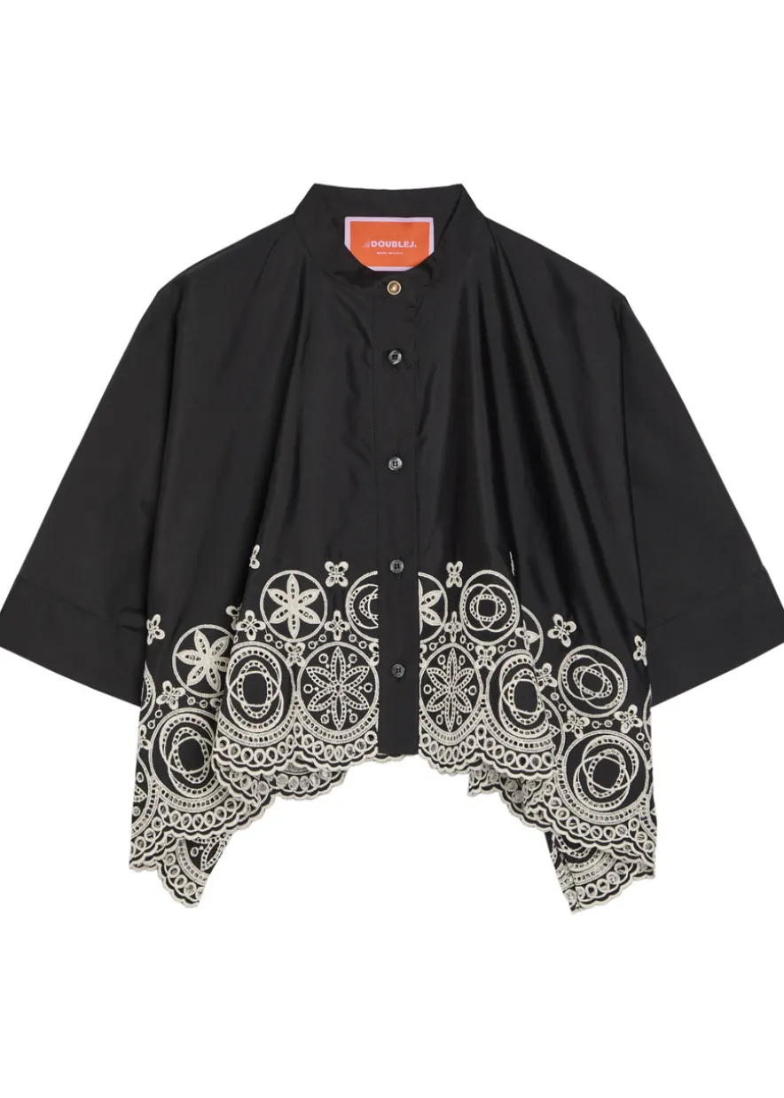 Embroidered cotton-poplin shirt