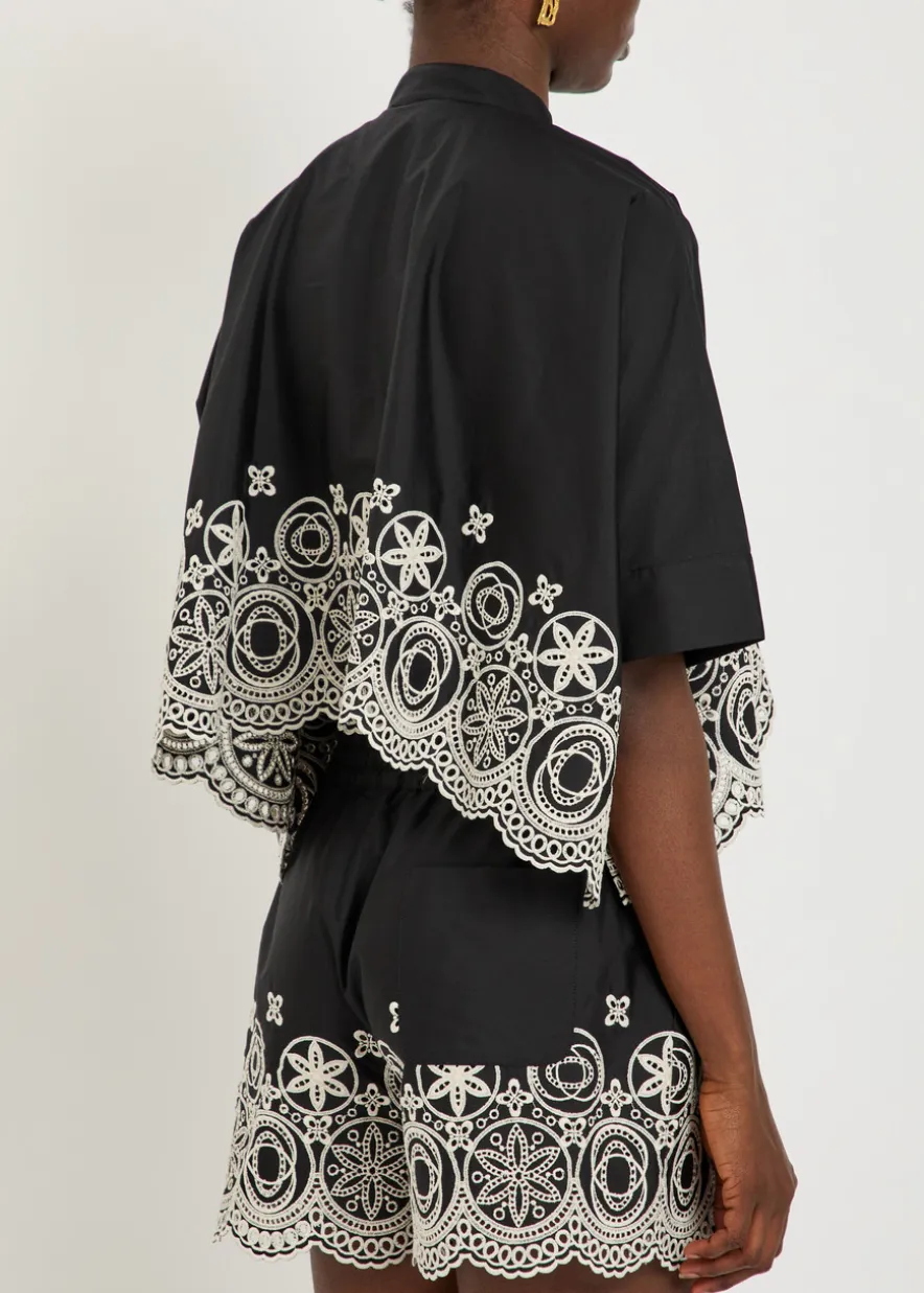 Embroidered cotton-poplin shirt