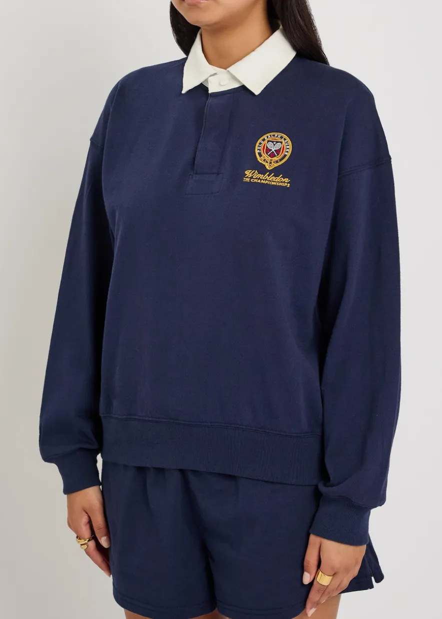 Embroidered cotton rugby top