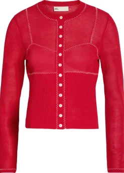 Embroidered fine-knit cardigan