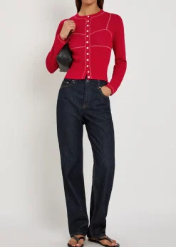 Embroidered fine-knit cardigan