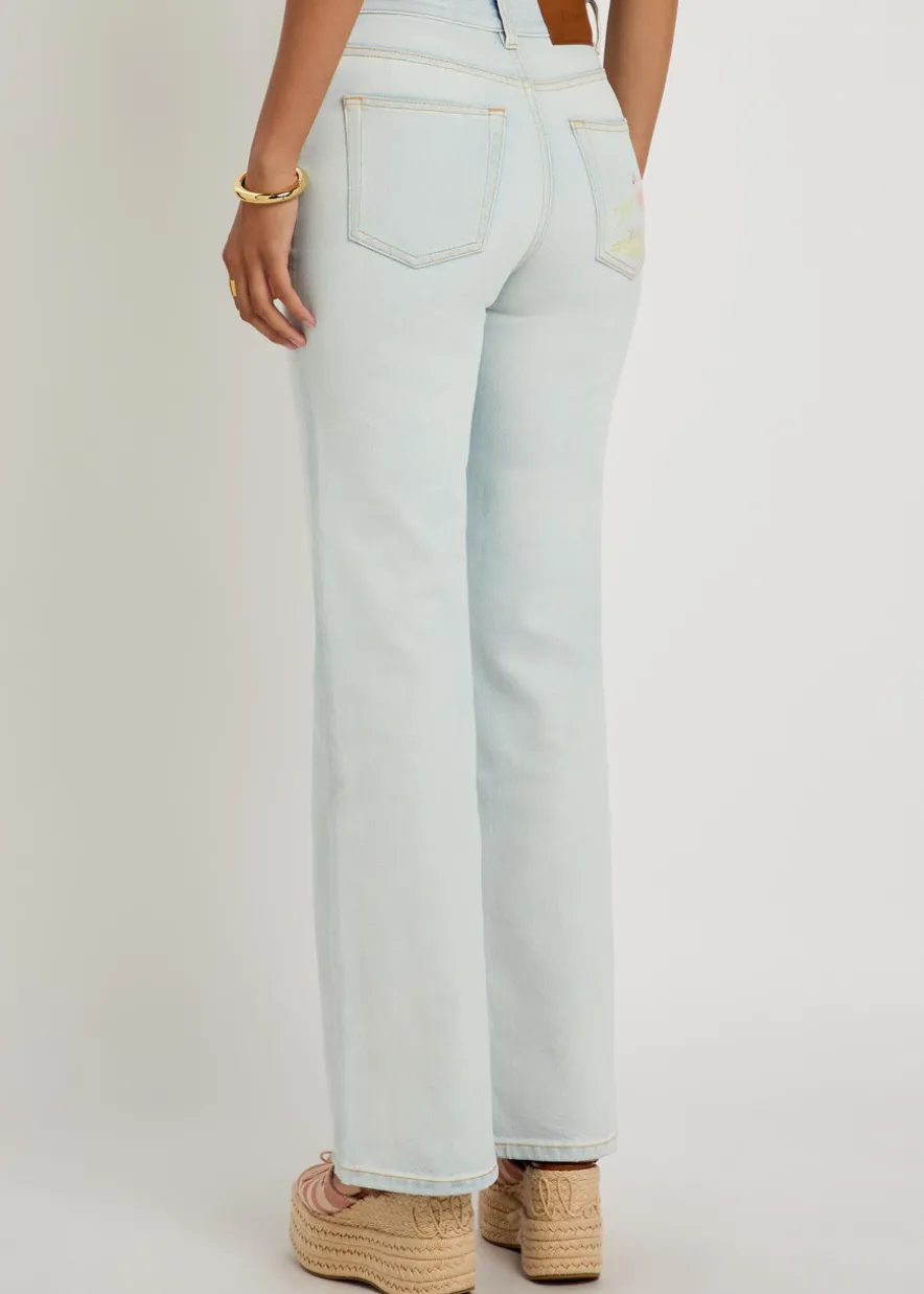 Embroidered flared-leg jeans