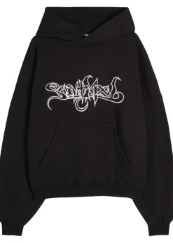 Embroidered hooded cotton sweatshirt