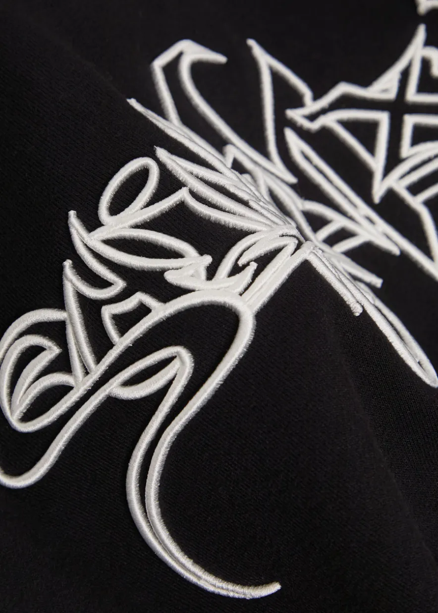 Embroidered hooded cotton sweatshirt