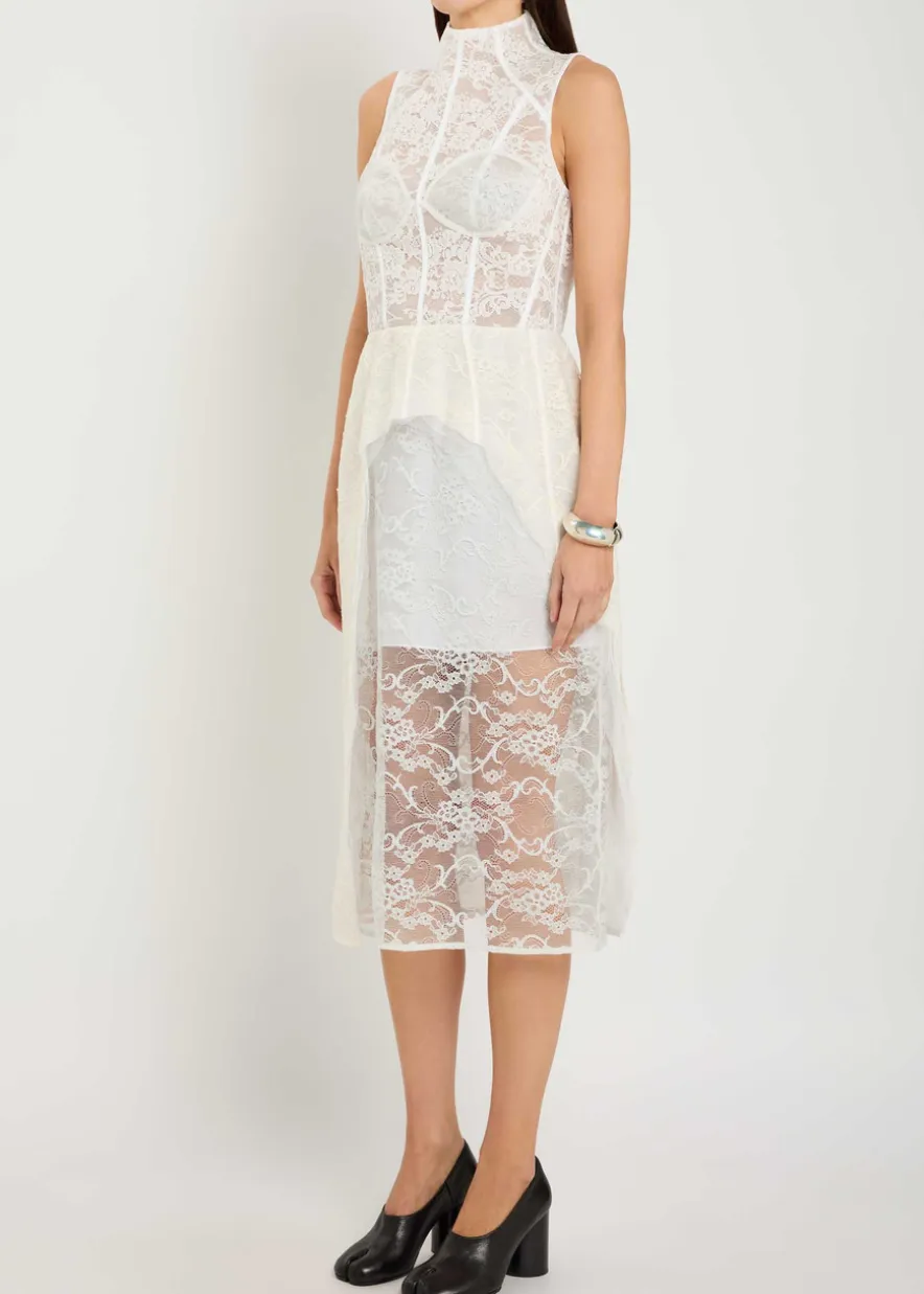 Embroidered lace midi dress
