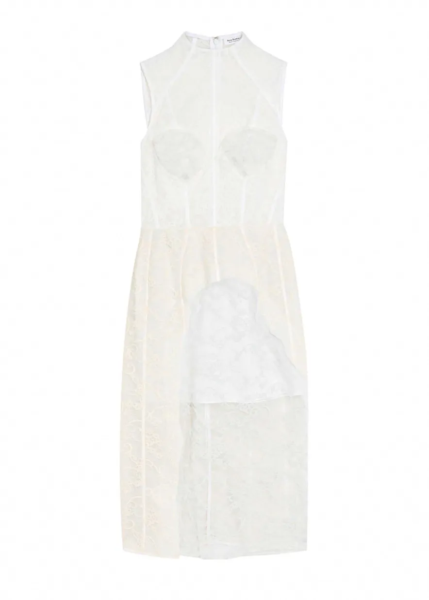 Embroidered lace midi dress