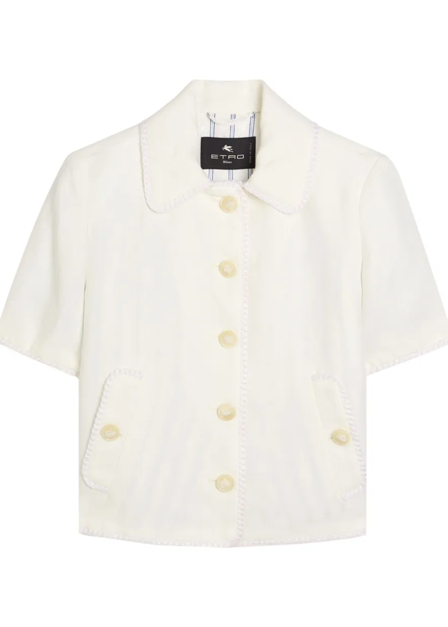 Embroidered linen jacket