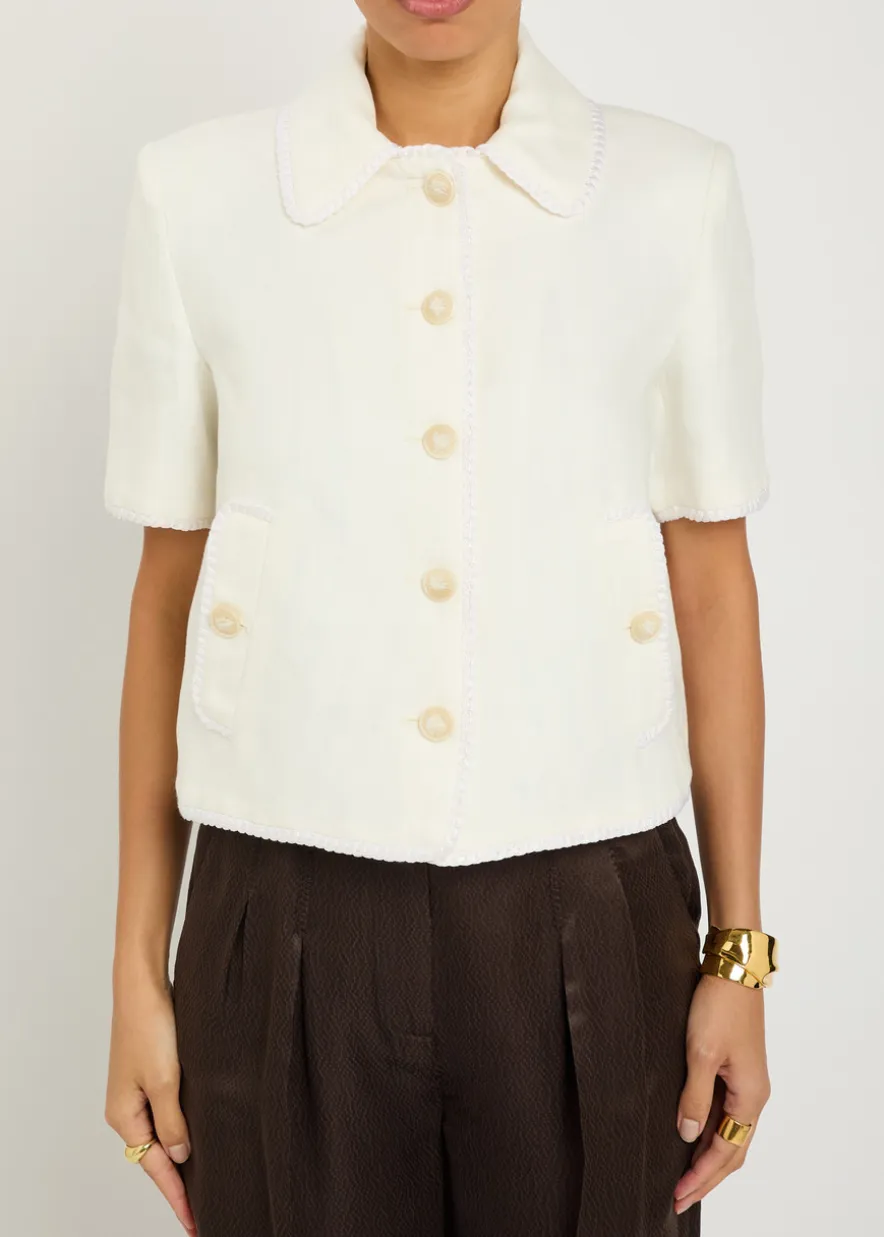 Embroidered linen jacket