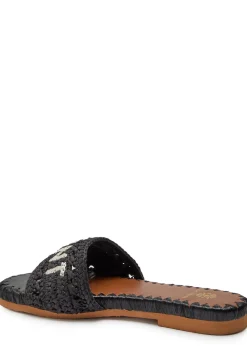Embroidered raffia sliders
