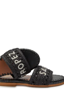 Embroidered raffia sliders