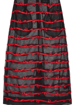 Embroidered sheer tulle midi skirt