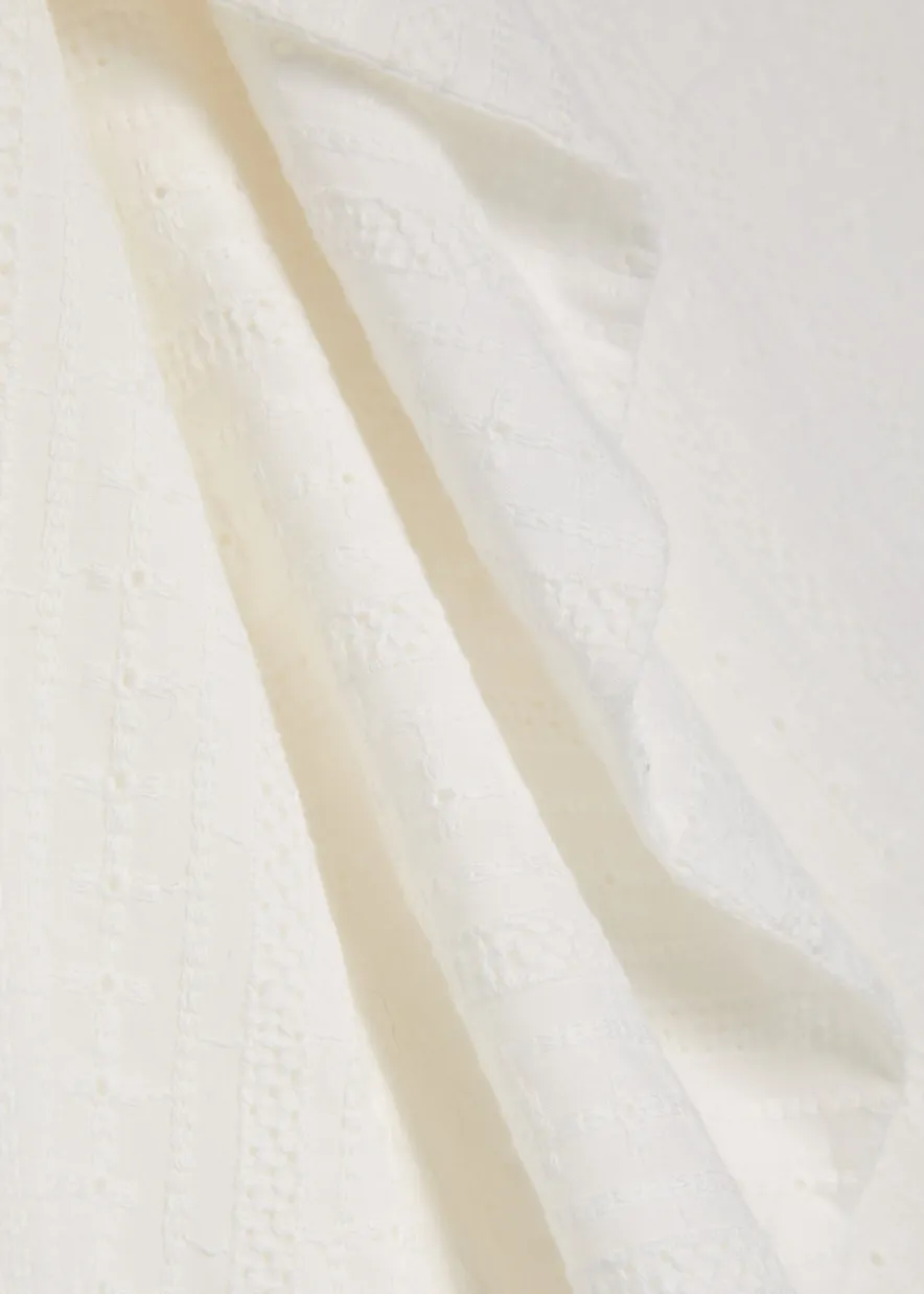 Embroidered split cotton midi skirt