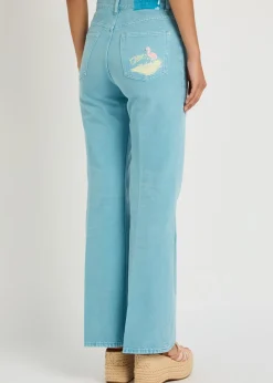 Embroidered straight-leg jeans