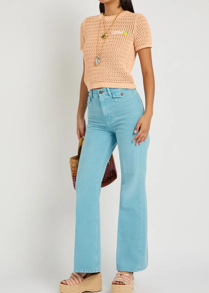 Embroidered straight-leg jeans