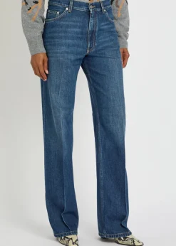 Embroidered straight-leg jeans