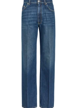 Embroidered straight-leg jeans