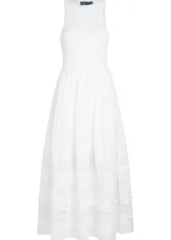 Embroidered stretch-cotton midi dress