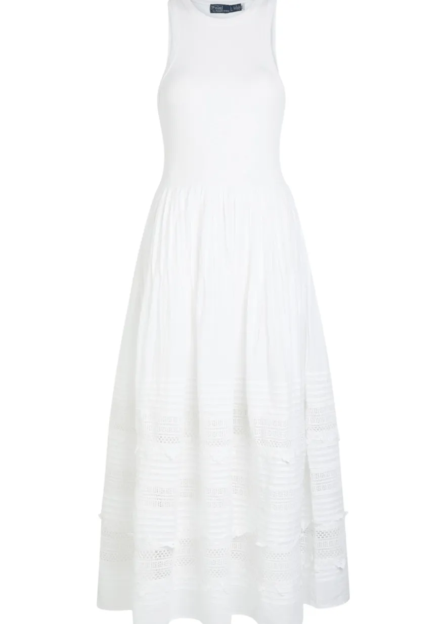 Embroidered stretch-cotton midi dress