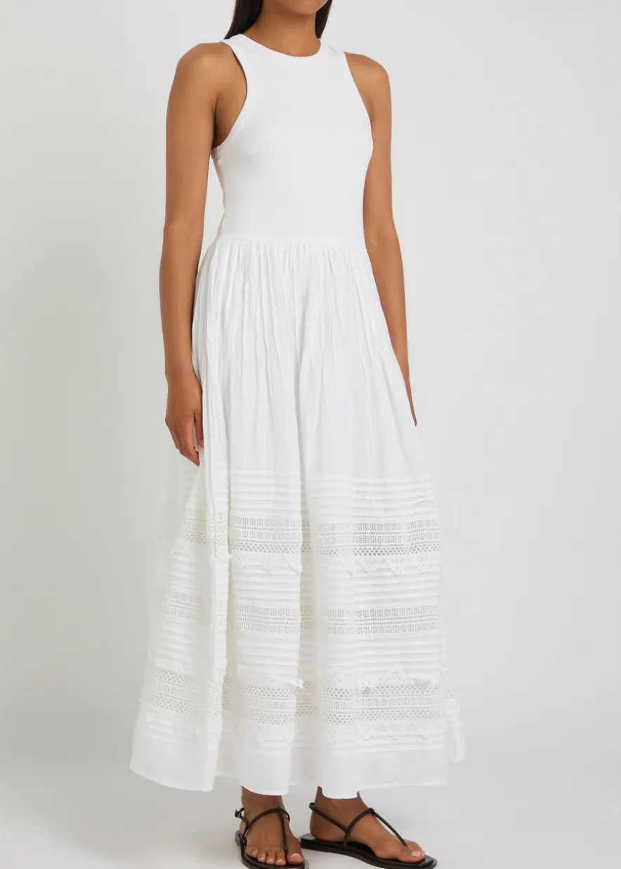 Embroidered stretch-cotton midi dress