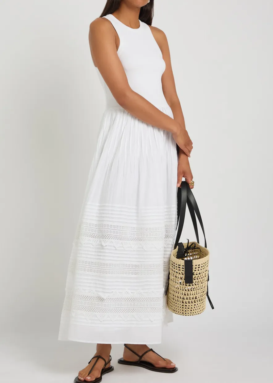 Embroidered stretch-cotton midi dress