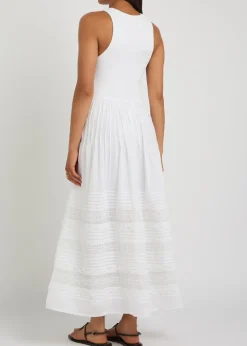Embroidered stretch-cotton midi dress