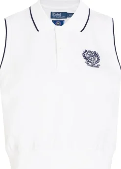 Embroidered stretch-cotton polo top