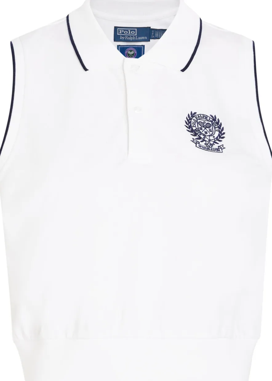 Embroidered stretch-cotton polo top