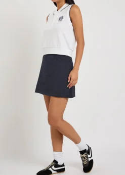 Embroidered stretch-cotton polo top