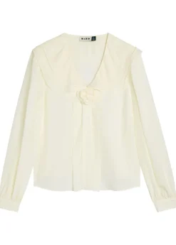 Emelin floral-appliquéd silk blouse