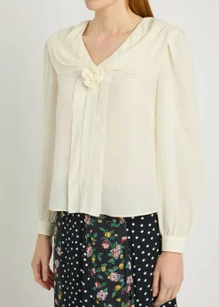 Emelin floral-appliquéd silk blouse
