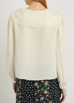 Emelin floral-appliquéd silk blouse