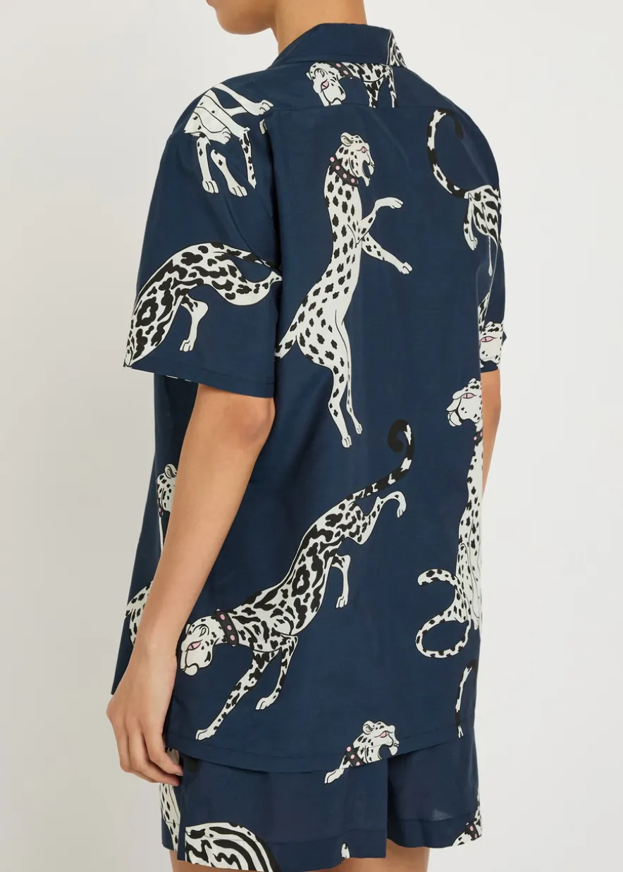 Emeli printed cotton-blend pyjama set