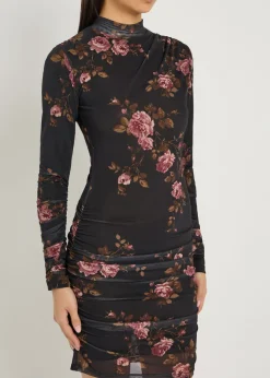 Emerson floral-print ruched mesh mini dress