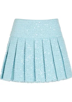Emilie embellished pleated tweed mini skirt