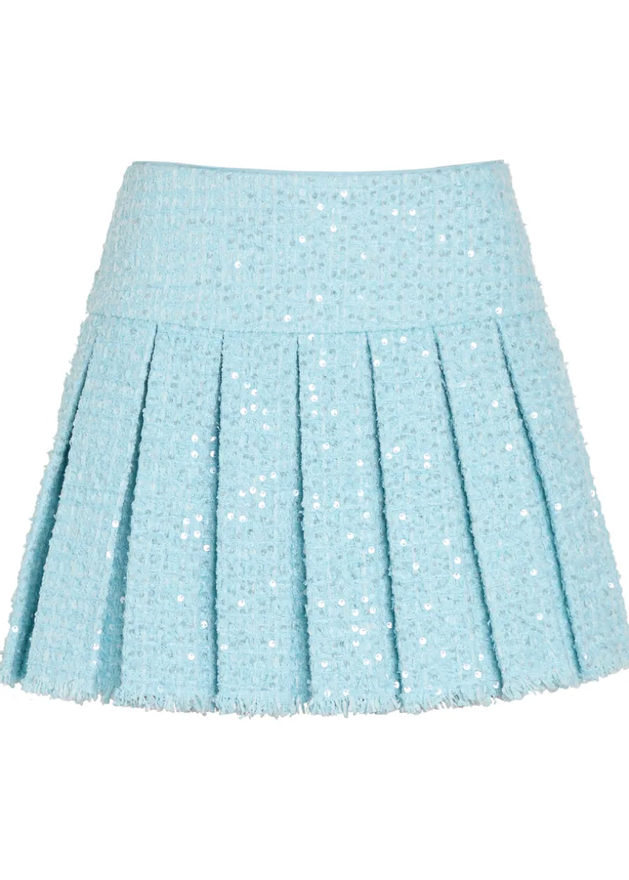 Emilie embellished pleated tweed mini skirt