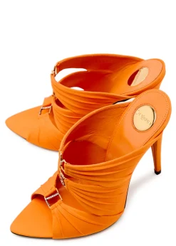 Emilie 110 ruched satin sandals