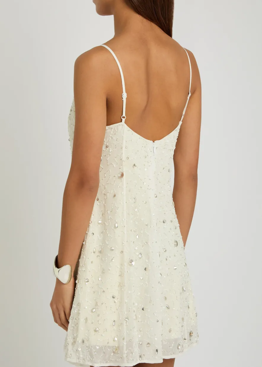 Emily embellished mesh mini dress