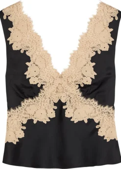 Emmie lace-trim satin top