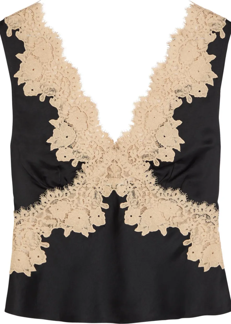 Emmie lace-trim satin top