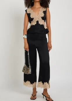 Emmie lace-trim satin top